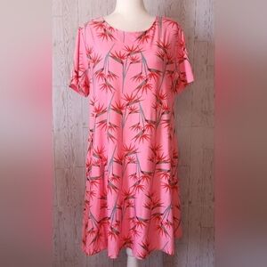 Yelete Tropical Pink Casual Midi Dress NWT Women's Size 3XL